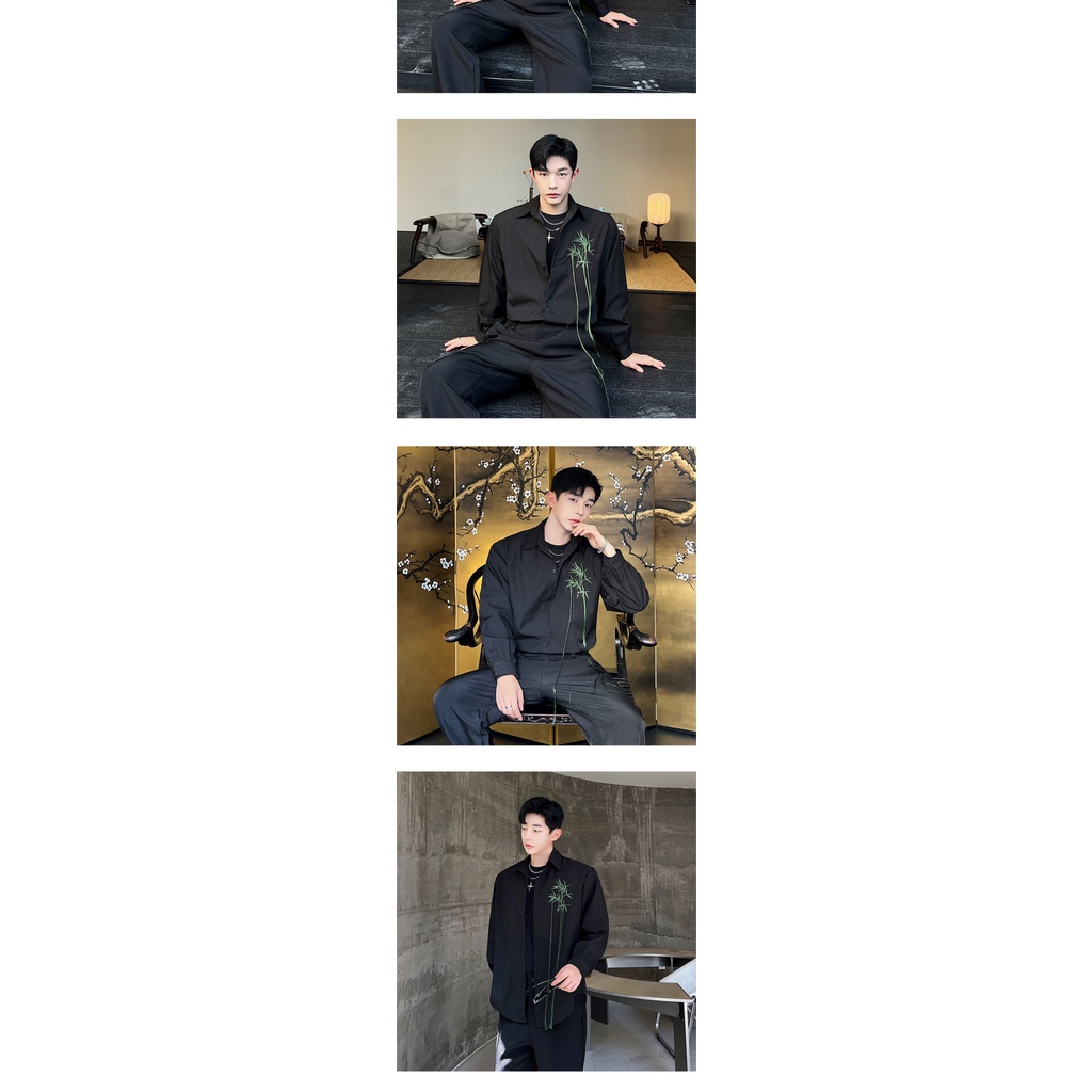 Áo Sơ Mi Tay Dài Thêu Họa Tiết Phong Cách Trung Hoa Thời Trang Xuân Thu Cho Nam