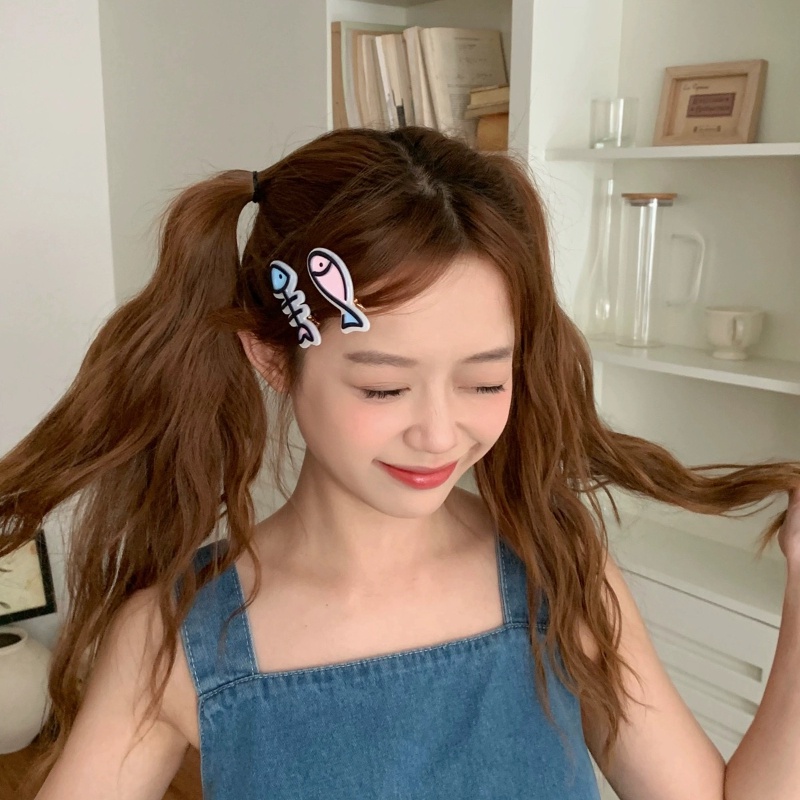 Kẹp Tóc Mái Ngang Hình Xương Cá Nhỏ Dễ Thương Phong Cách Hàn Quốc Cho Nữ
