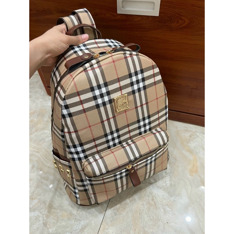 Balo họa tiết kẻ BBR size 40 mới nhất 2023