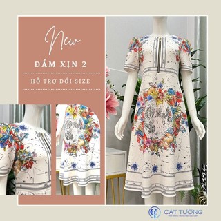 Đầm kiểu mới thiết kế sang trọng tuổi trung niên tặng bà, tặng mẹ K2 - Thời trang Cát Tường