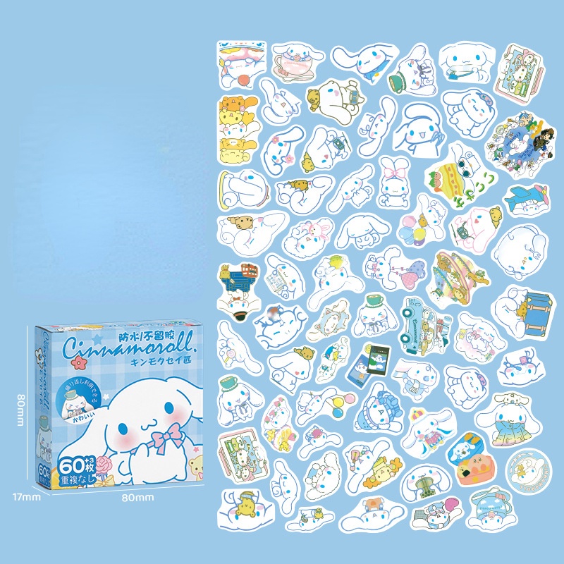 Bộ 60 Miếng Dán Hình Sanrio Kuromi Trang Trí Nhật Ký