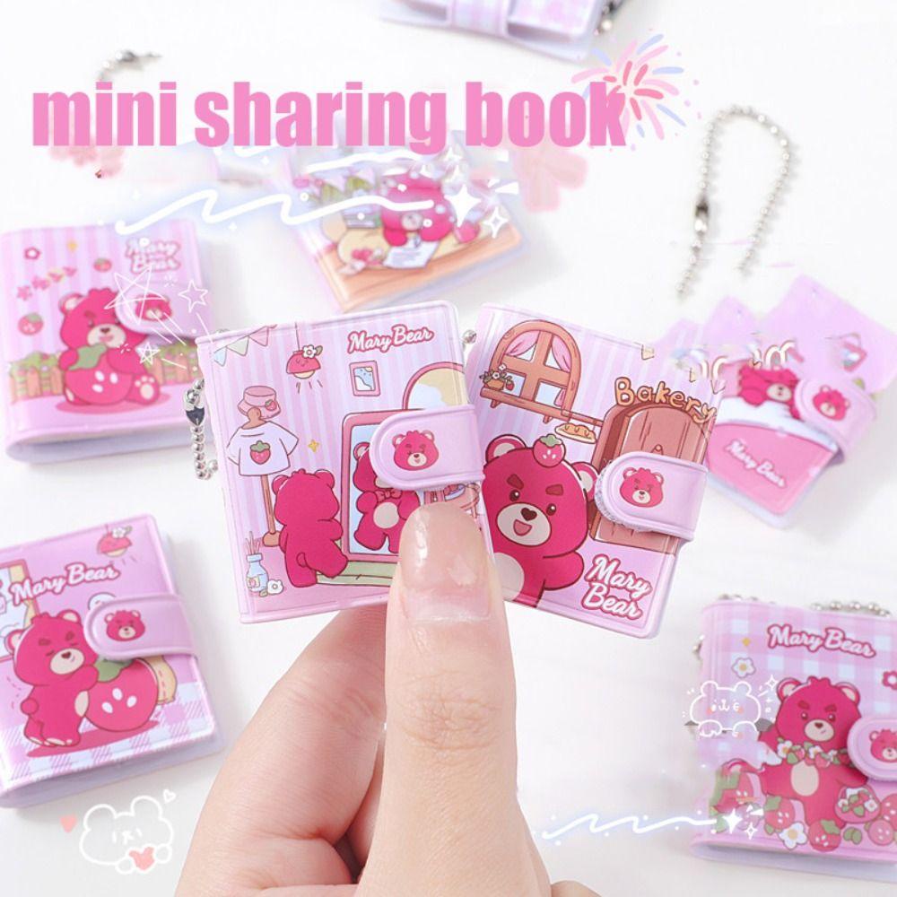 Lanfy Set 2 Sổ Tay mini Họa Tiết Hoạt Hình Gấu Dâu Tây Dễ Thương Kèm Móc Khóa