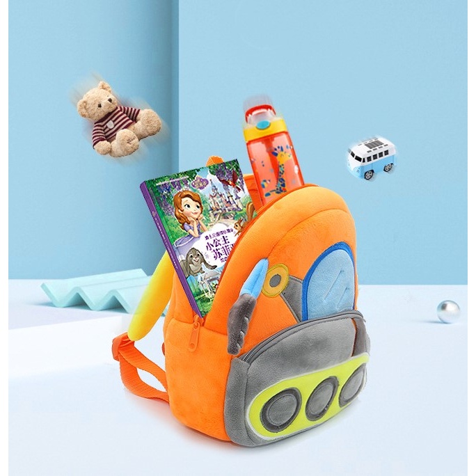 Balo hình ô tô máy móc cho cho bé trai, bé gái mẫu giáo chất liệu nỉ nhung siêu nhẹ, xinh xắn thời trang