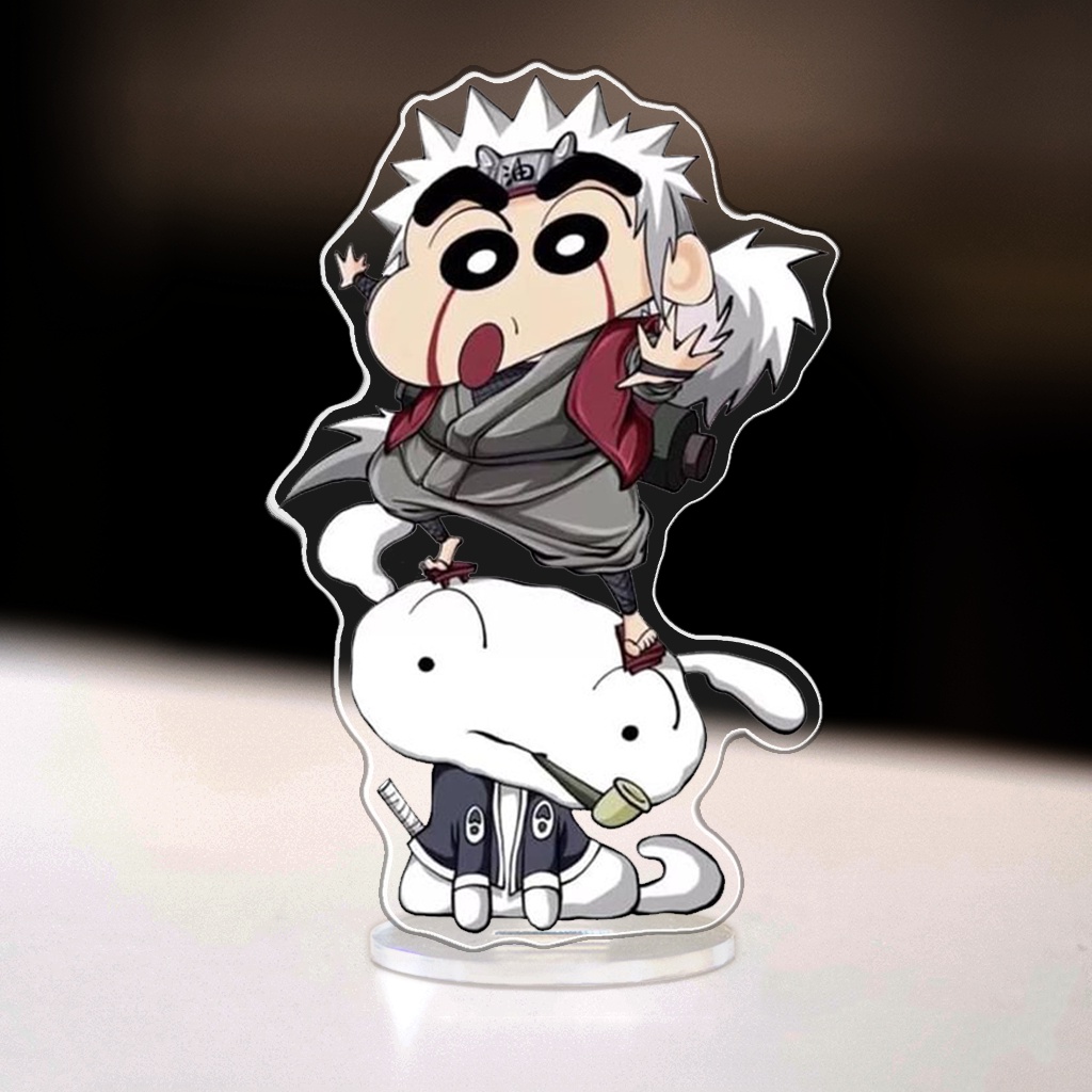Mô hình đứng standee bằng arcrylic Shin Cậu Bé Bút Chì x Naruto Anime Manga decor góc học tập để bàn làm việc cao 8cm