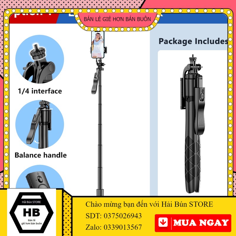 L16 Gậy Tự Sướng Cầm Tay Chân Máy Gimbal Cầm Tay Chân đế Có Thể Gập Lại Cho Máy ảnh , điện Thoại HaiBunStore