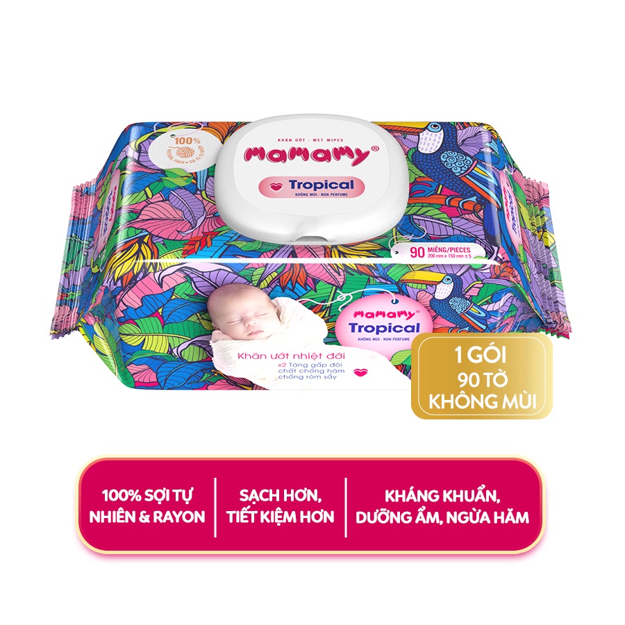 Combo 9 gói khăn ướt Mamamy Tropical 90 tờ ..
