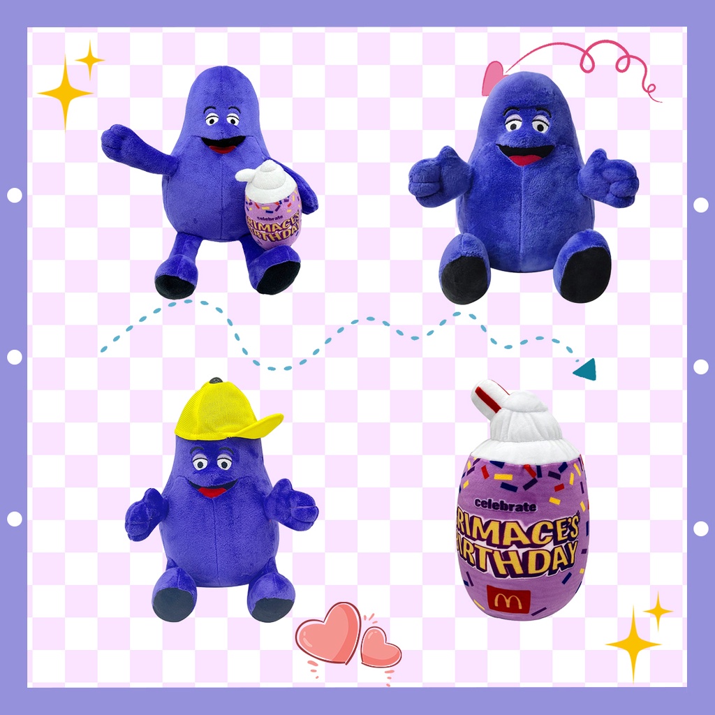 Búp Bê Nhồi Bông Grimace Shake Hat Ngắn Màu Vàng Chất Lượng Cao