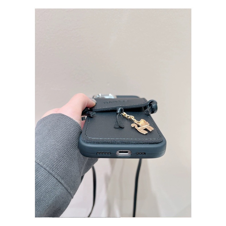 Ốp Lưng Ví Da Mèo Có Dây Đeo Chéo Dành Cho IP