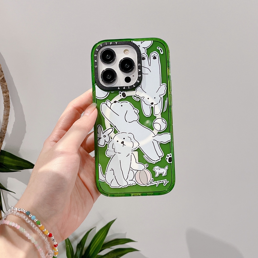 Ốp Lưng Kim Tuyến Nước Hình Con Cún Cho iPhone 15 14 13 12 Pro Max