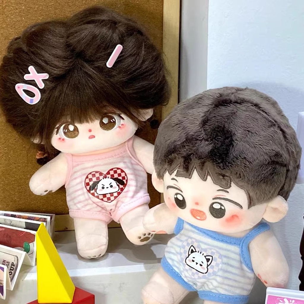 Bộ Quần Áo Dây Bằng Cotton 10cm Họa Tiết Hoạt Hình Màu Hồng Dễ Thương Thay Thế Cho Búp Bê