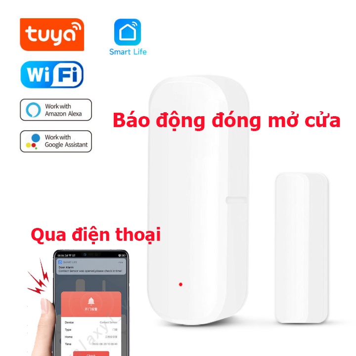 Bộ cảm biến báo động chống trộm qua điện thoại gắn cửa Wifi có thể sử dụng 2 phần meemff Smart life Tuya