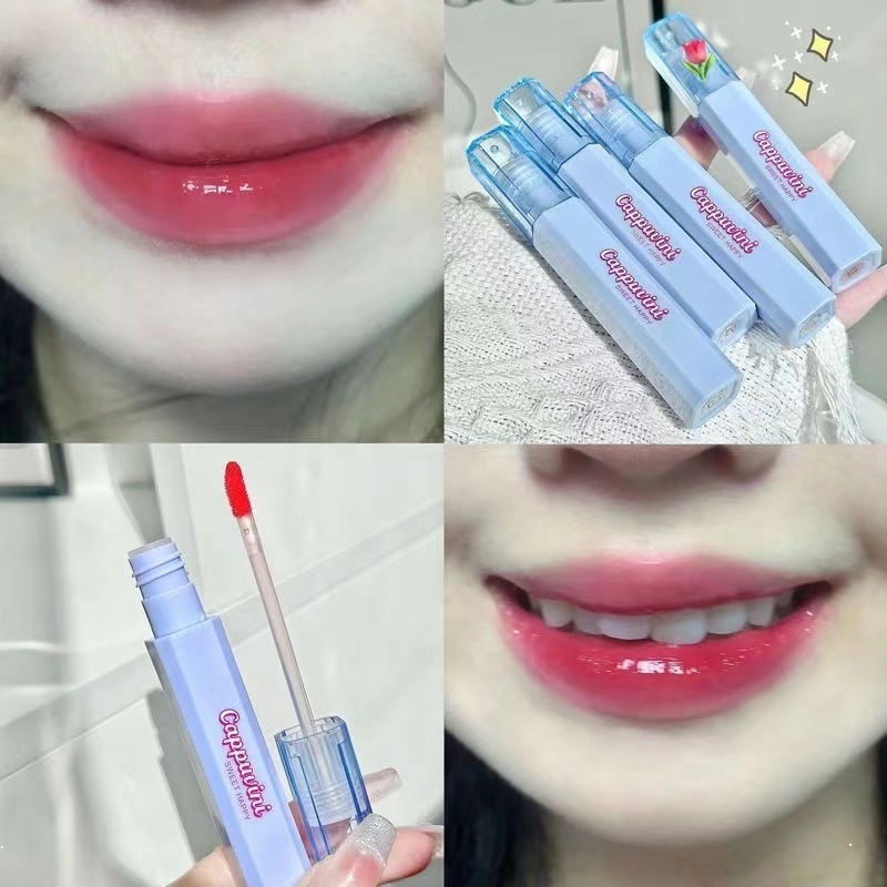 Son Bóng Cappuvini Dưỡng Ẩm Chống Nước Lâu Phai Thiết Kế Vỏ Son Hình Vuông Màu Xanh Dương