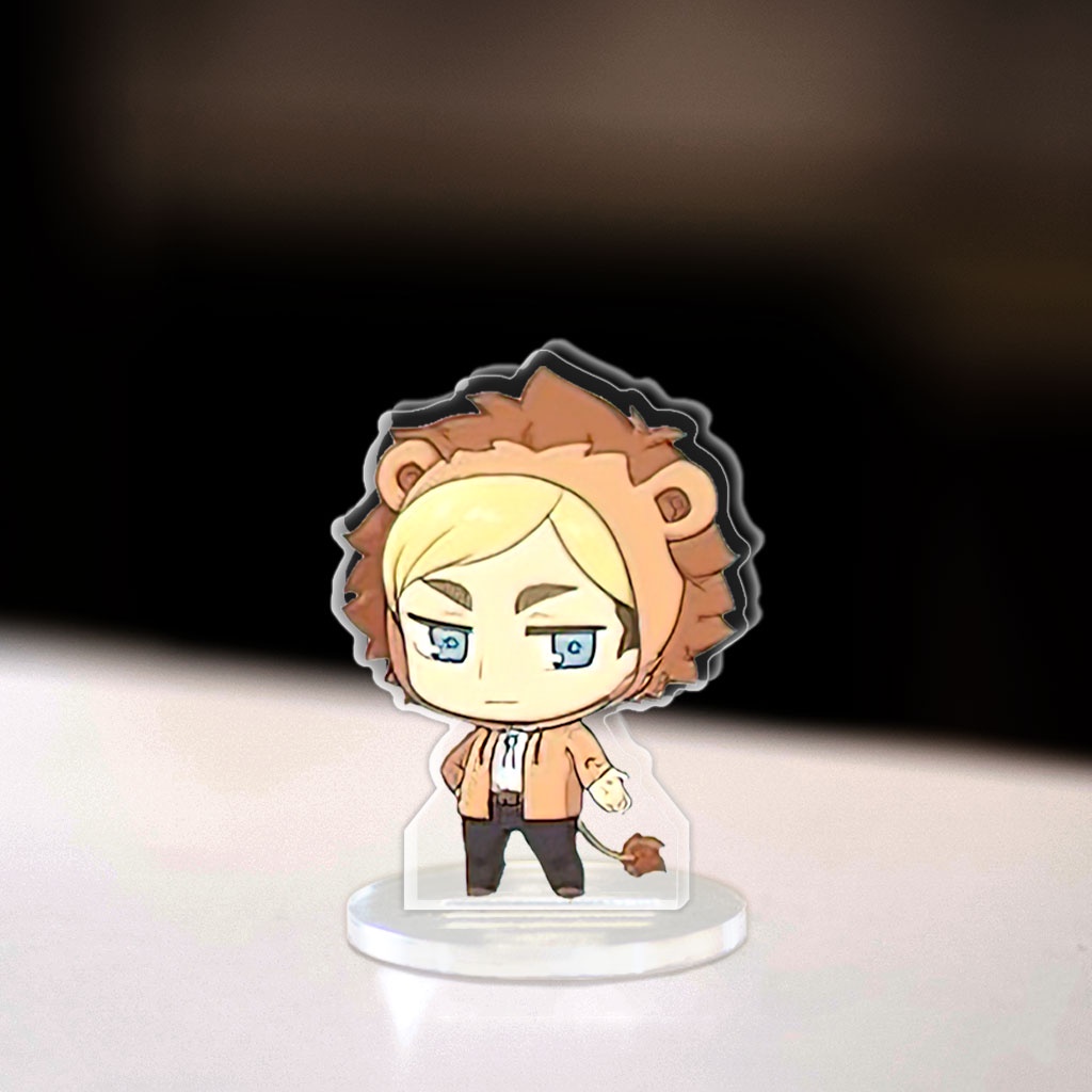 Mô hình Mini Attack On Titan Eren Yeager Mikasa Armin Levi Standee Chibi trang trí góc học tập cao 3cm