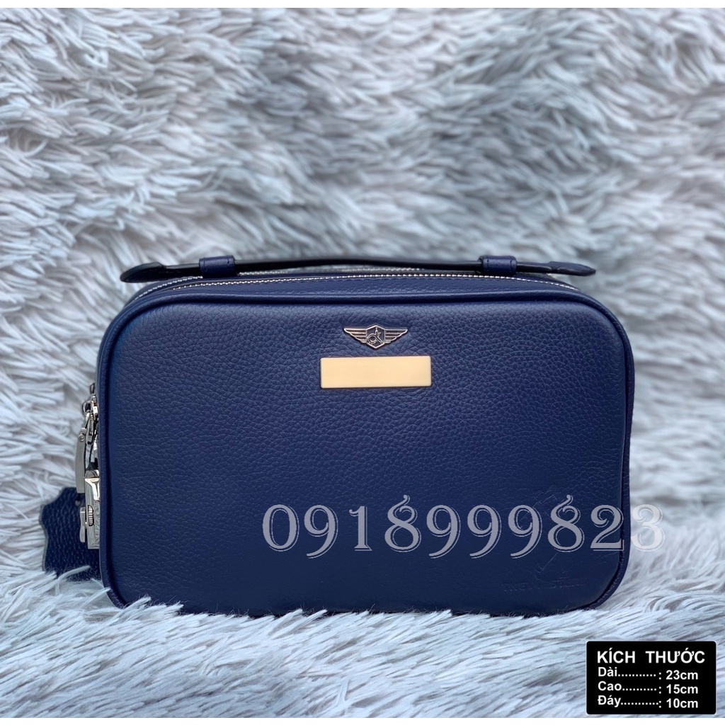 Túi cầm tay đựng dụng cụ chơi golf nam nữ Maldini da thật, khóa an toàn