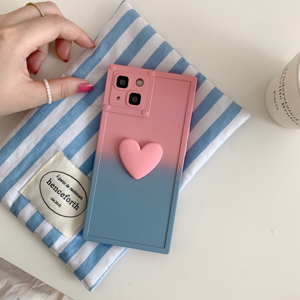 Ốp Điện Thoại Họa Tiết Trái Tim 3D Màu Gradient Cho iPhone 14 Pro Max 14Pro 14 13 Pro Max 12 Pro Max 11