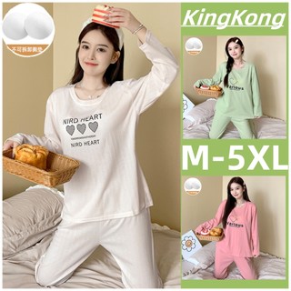 Bộ đồ ngủ nữ cotton pijama nữ plus size bộ đồ ngủ mùa thu đông lady dài tay áo ngủ quá khổ m-5xl