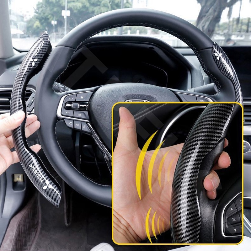 Vỏ Bọc Vô Lăng Chống Trượt Bằng Sợi Carbon Cho Mitsubishi Xpander Cross Pajero Outlander Sport Eclipse Attrage Triton Colt Mirage