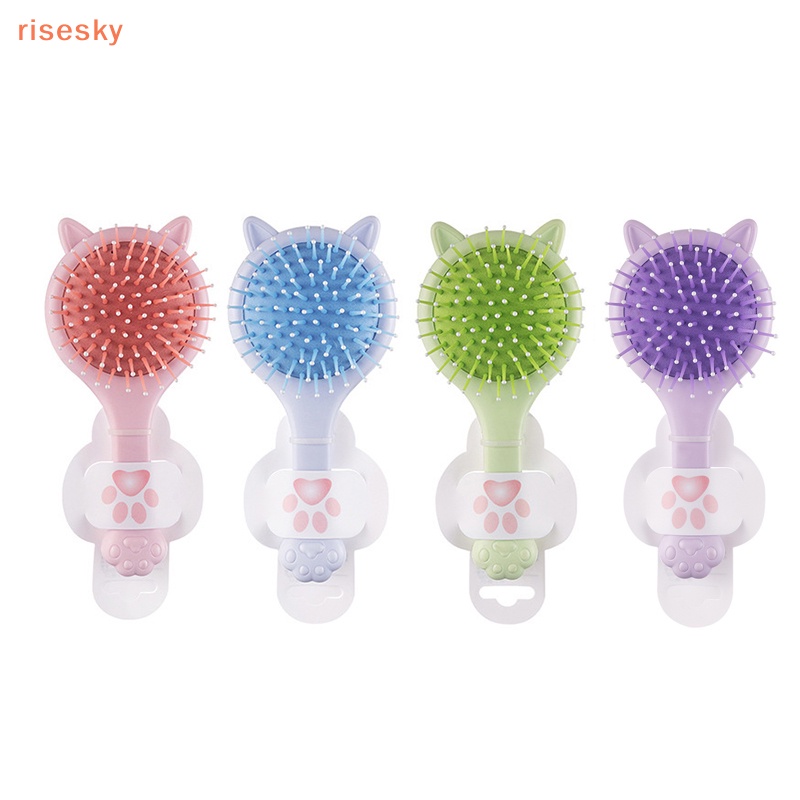 Lược Chải Tóc Mini Tích Hợp Gương Trang Điểm Thiết Kế Tai Mèo Hoạt Hình Dễ Thương
