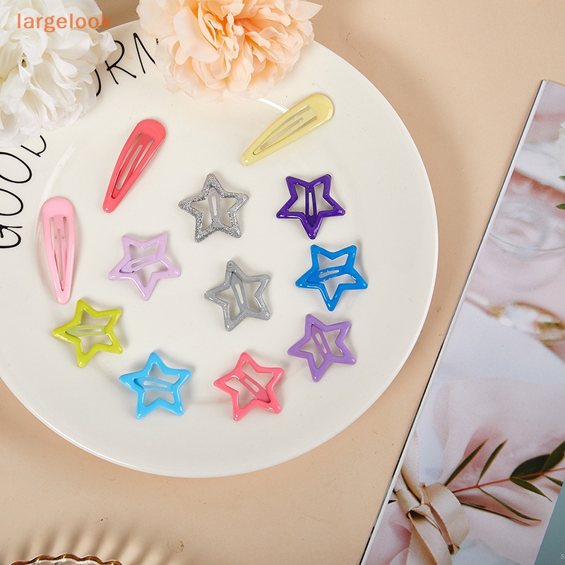 Bộ 2 Kẹp Tóc Kim Loại Hình Ngôi Sao Nhiều Màu Sắc Phong Cách Hàn Quốc Y2K