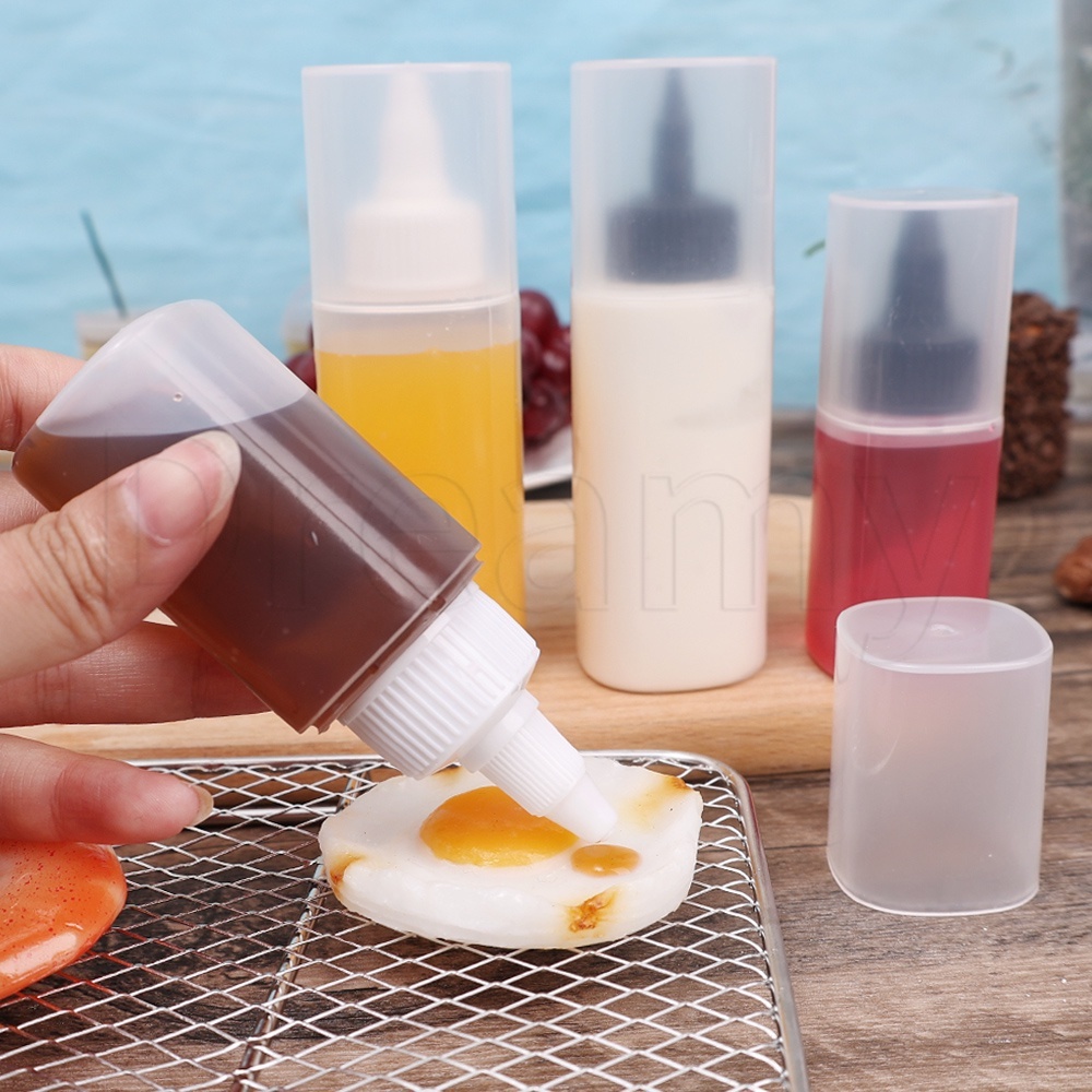 Chai Nhựa Rỗng Trong Suốt Mini Dạng Bóp Đựng Dầu Ăn / Nước Sốt Có Thể Đổ Đầy
