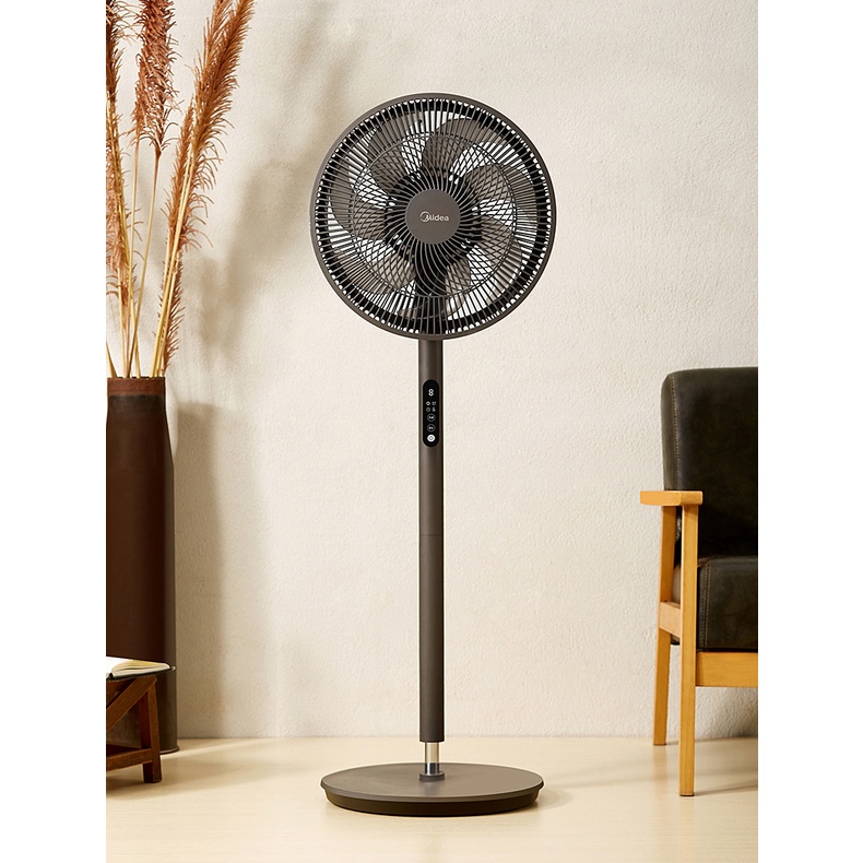 Quạt đứng Midea SAD35EZ màu cà phê Phiên bản mới của quạt cây Midea SAD35EA 3 Mức gió tự tăng giảm theo nhiệt độ phòng Có điều khiển từ xa Hàng chính hãng
