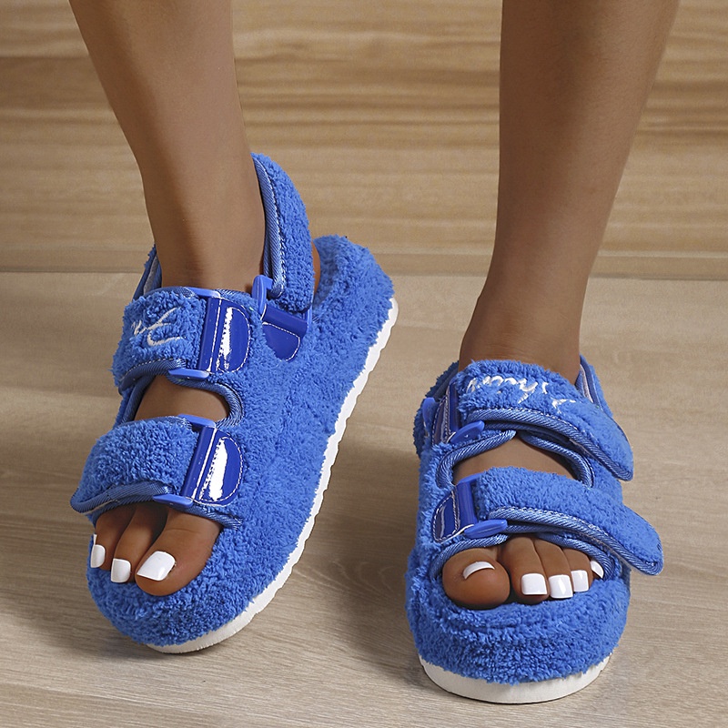 Sandal Đế Dày Phối Lông Nhung Phong Cách Thời Trang Mới 2023 Dành Cho Nữ Có Size Lớn
