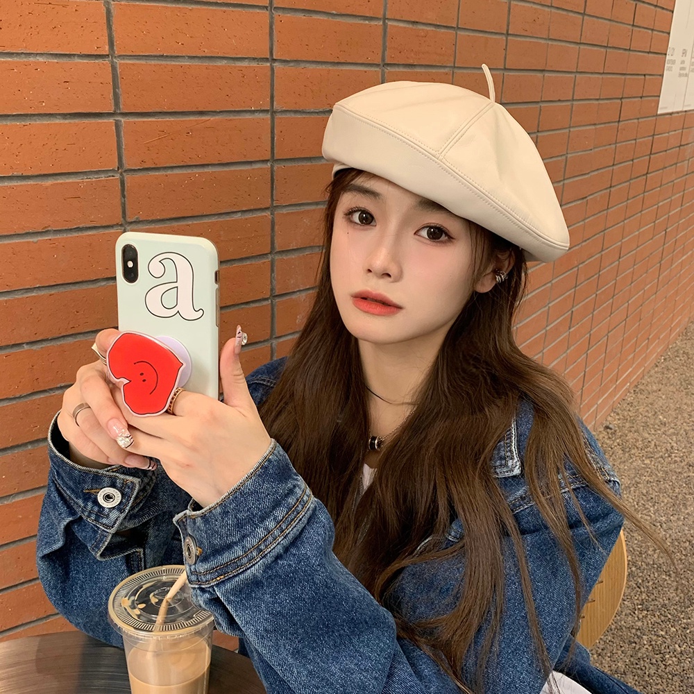 Mũ Beret Da Phong Cách Thời Trang Thu Đông Hàn Quốc Dành Cho Nữ