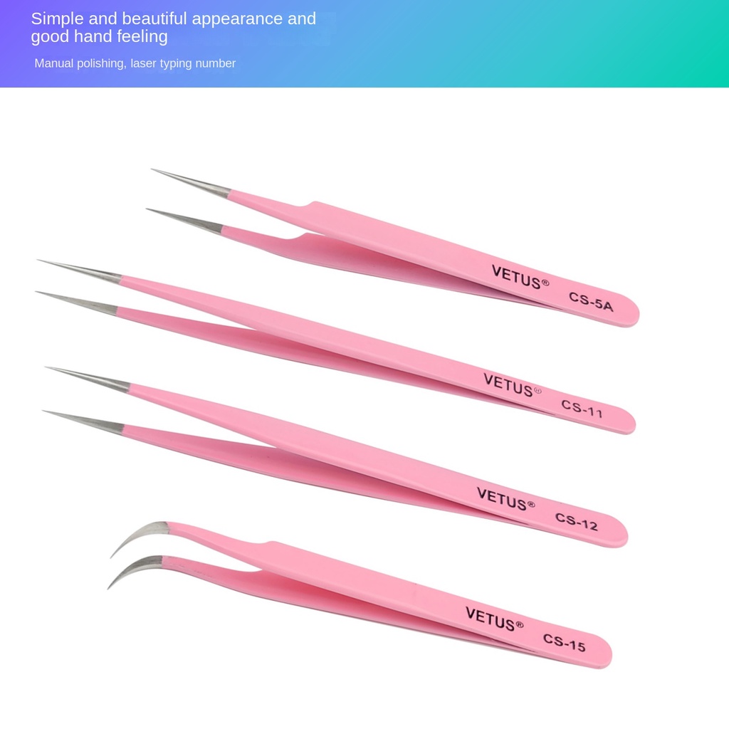 Nhíp thép không gỉ có độ chính xác cao vetus pink cs lông mi chính hãng làm móng tay tổ chim hái tóc