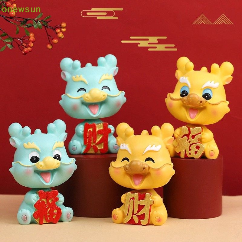Onewsun 2024 năm tượng rồng thu nhỏ tượng bằng nhựa trung quốc zodiac dragon trang trí bảng điều khiển ô tô trang trí mới