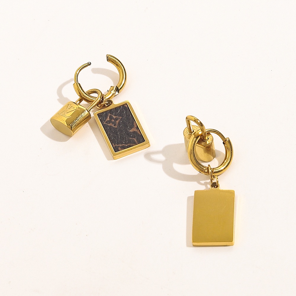 Thời Trang Bông Tai lv Bằng Thép Titan In Chữ louis vuitton Cá Tính Cho Nữ