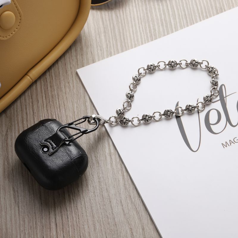 Tương thích với airpods 1 2 3 pro thế hệ cross chrome hearts cho airpods pro gen 2 vỏ bảo vệ bằng da pu có dây chuyền