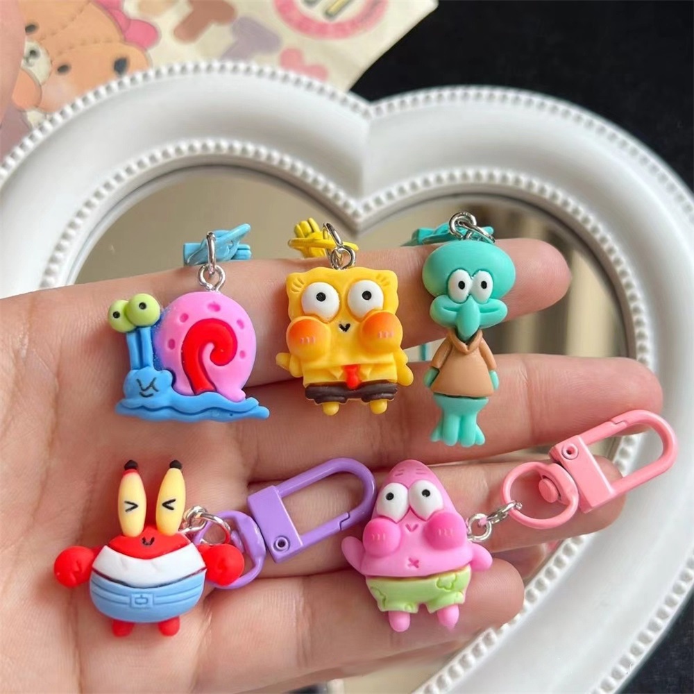Cartoon glow-in-the-dark spongebob keychain dễ thương pie big star bag treo pendents phụ kiện quà tặng sinh nhật cho bạn bè