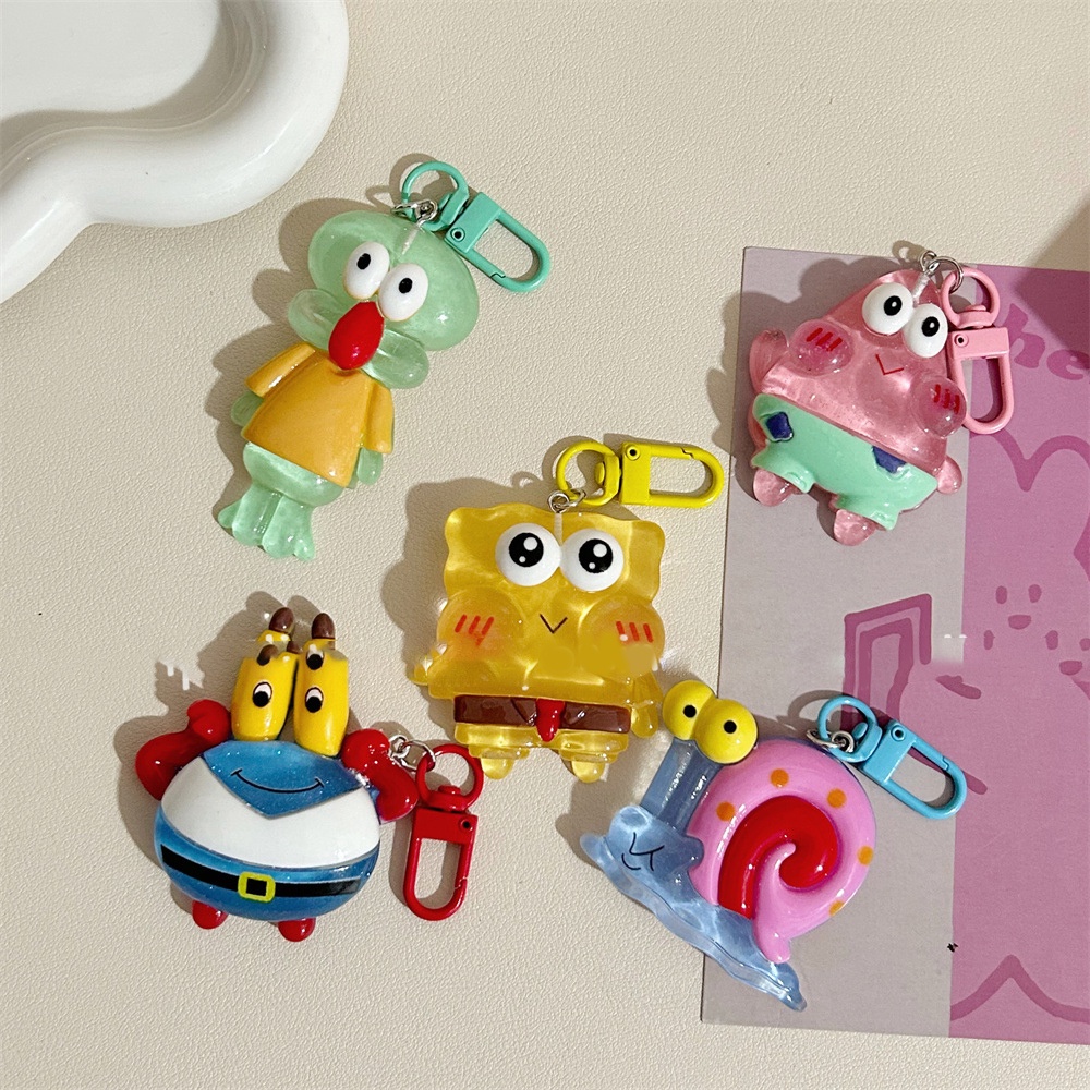 Cartoon glow-in-the-dark spongebob keychain dễ thương pie big star bag treo pendents phụ kiện quà tặng sinh nhật cho bạn bè