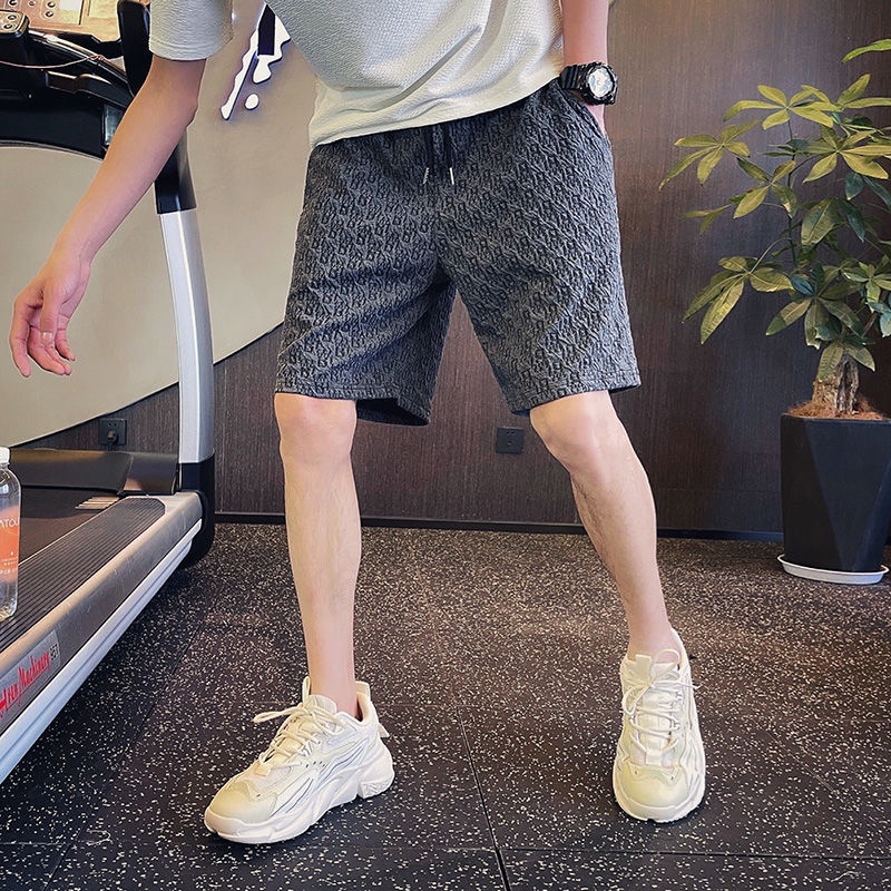 Quần short nam kẻ sọc sọc phong cách hồng kông mỏng và tất cả-phù hợp quần short thể thao đồng màu
