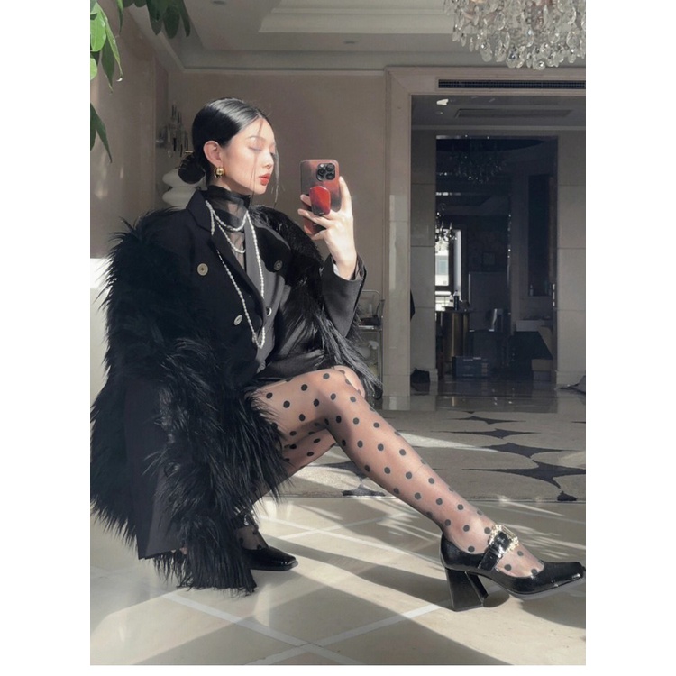 Giày Cao Gót Da Bóng Ôm Chân Phối Khóa Cài Thanh Lịch