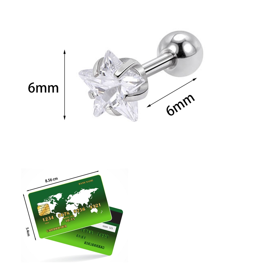 1 cặp màu thạch thời trang tinh tế phụ nữ rực rỡ bông tai ngôi sao sáng bóng pha lê zircon y2k đinh tán tai bằng thép titan