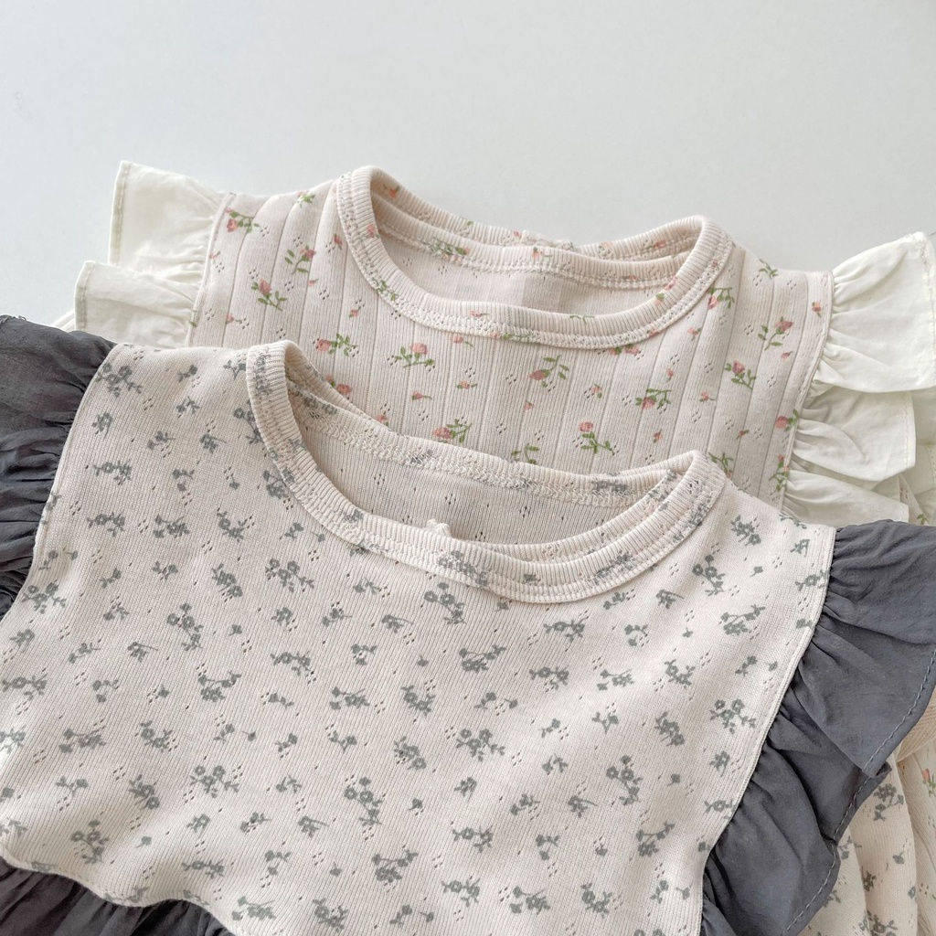 Set Đồ Xuân Thu Gồm Áo Họa Tiết Hoa Và Quần Lưng Cao Phong Cách Đồng Quê Cho Bé Gái