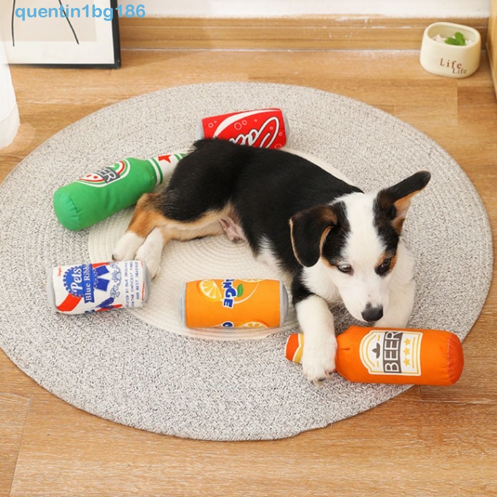 Quentin1bg dog squeaky toy, sound simulation dog winebottle chew toy, funny plush soft wine bottle lon hình dạng con chó sang trọng chai bia đồ chơi cho thú cưng molar