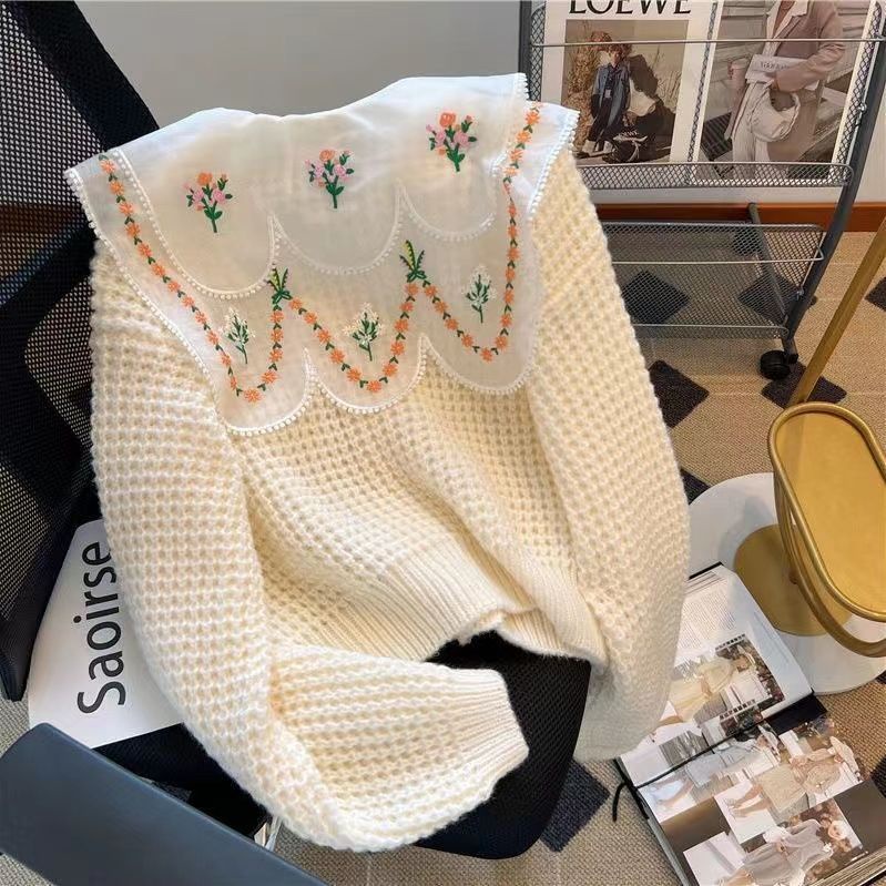 Áo Khoác Cardigan Dệt Kim Dày Dặn Mềm Mại Thêu Họa Tiết Dễ Thương Thời Trang Thu Đông Cho Nữ