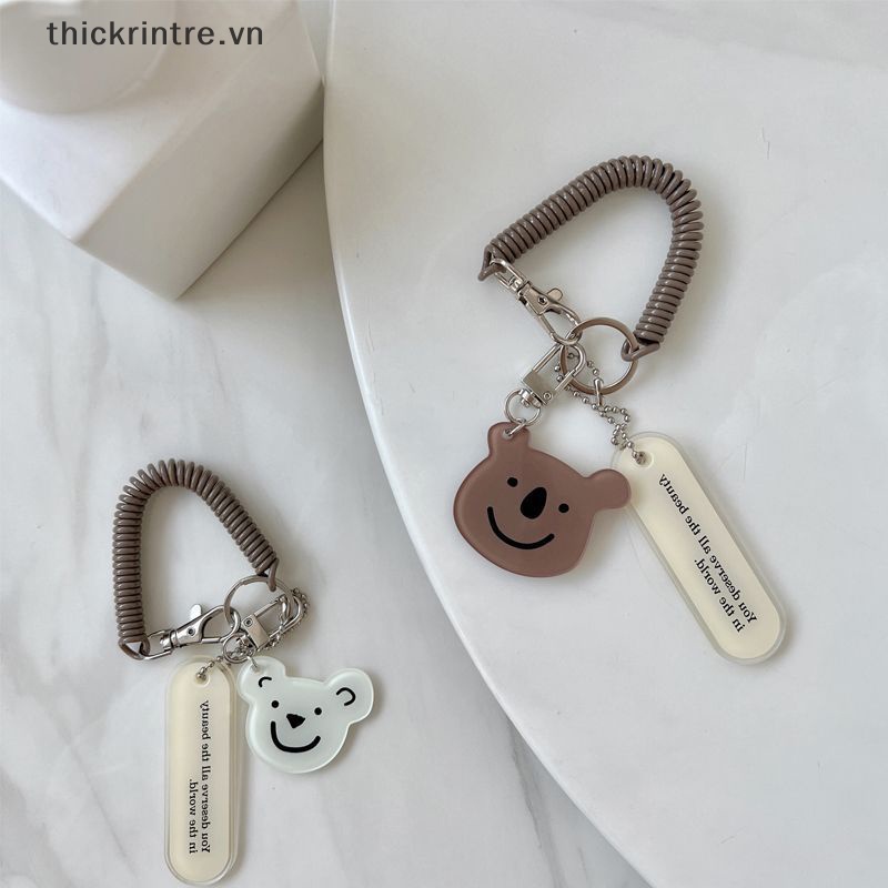 Thi anti-loss spring rope mặt dây chuyền cô gái gấu nhỏ dễ thương acrylic móc chìa khóa thiết kế thời trang túi quyến rũ phụ kiện ba lô treo vn