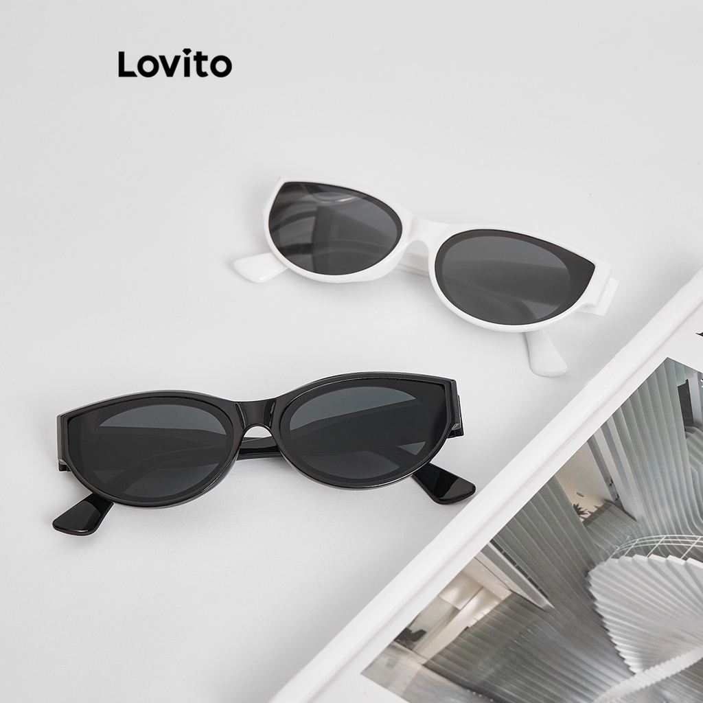 Kính mát mắt mèo Lovito màu trơn phong cách thường ngày thời trang cho nữ L60AD108