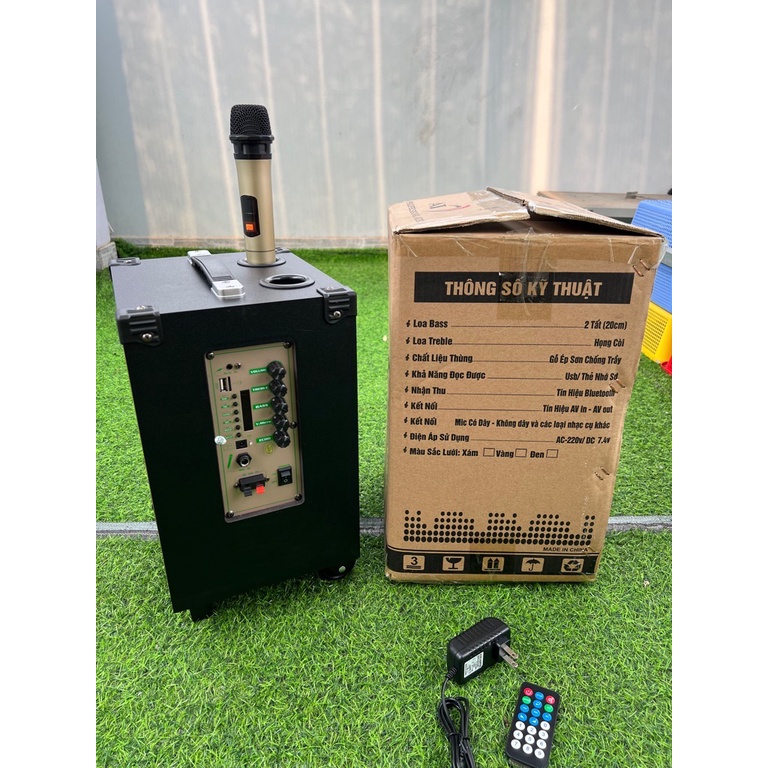 Loa kéo AT-T8 kèm 1 micro không dây hát karaoke di động