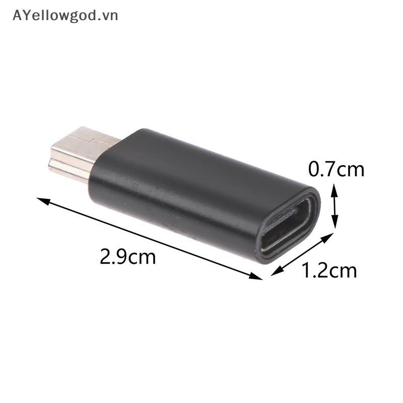 Ayellowgod mini 5 pin usb adapter b male to usb type c female data transfer connector vn