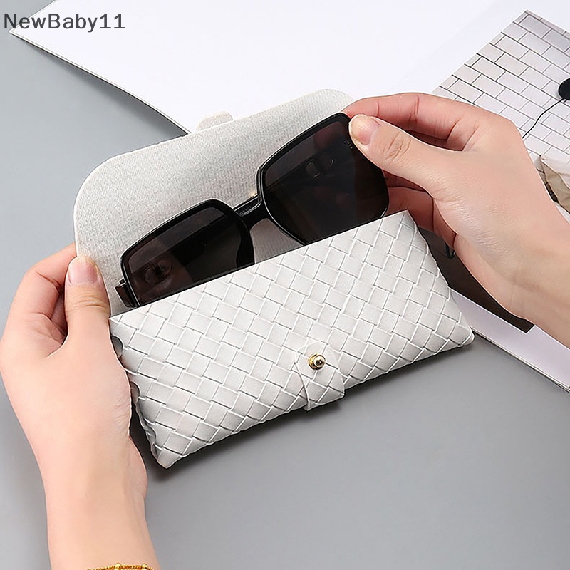 Newbaby 1pc twist braided leather glasses case snap rope belt portable sunglasses glasses case stora