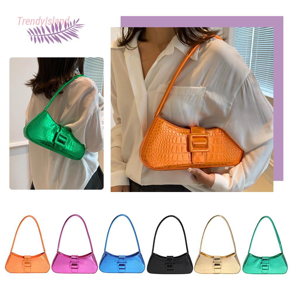 Túi xách soft hobo bag Túi đeo dưới cánh tay nữ da pu 2023 họa tiết cá sấu túi tote nhỏ sáng bóng rắn nữ clutch túi đeo nách [trendyisland.vn]
