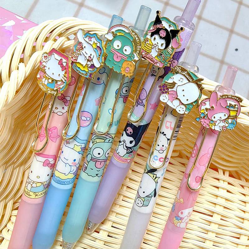 Set 6 Bút Mực gel Ngòi 0.5mm Bằng Hợp Kim Nhôm Hình sanrio Dễ Thương Làm Quà Tặng Cho Học Sinh