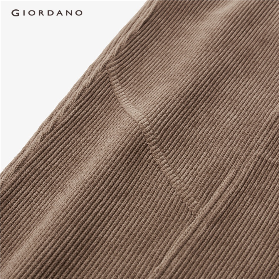 Quần jogger GIORDANO 18113924 nhung kẻ lưng thun co giãn thời trang cho nam