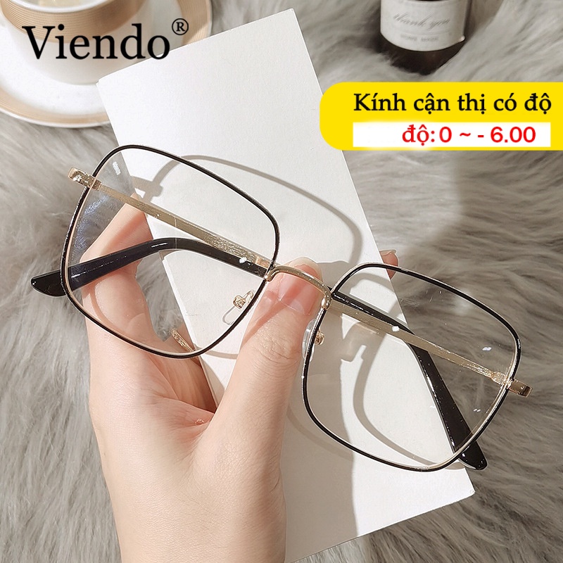 Kính mát nam nữ VIENDO kim loại gọng vuông kim loại chống tia UV chống ánh sáng xanh thời trang (có thể cắt cận thị ống kính)