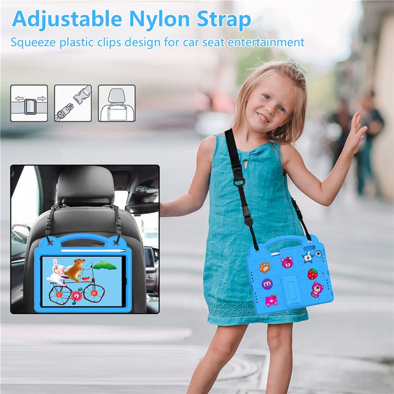 Trẻ em dễ thương diy eva case stand cover strap cho ipad mini 1 2 3 4 5 6 air 1 2 pro 9.7 2017/2018 4th 5th 6th 7th 8th 9th 10th gen 10.2 "10.5" 11.0 "10.9" 2020 2019 2021 2022