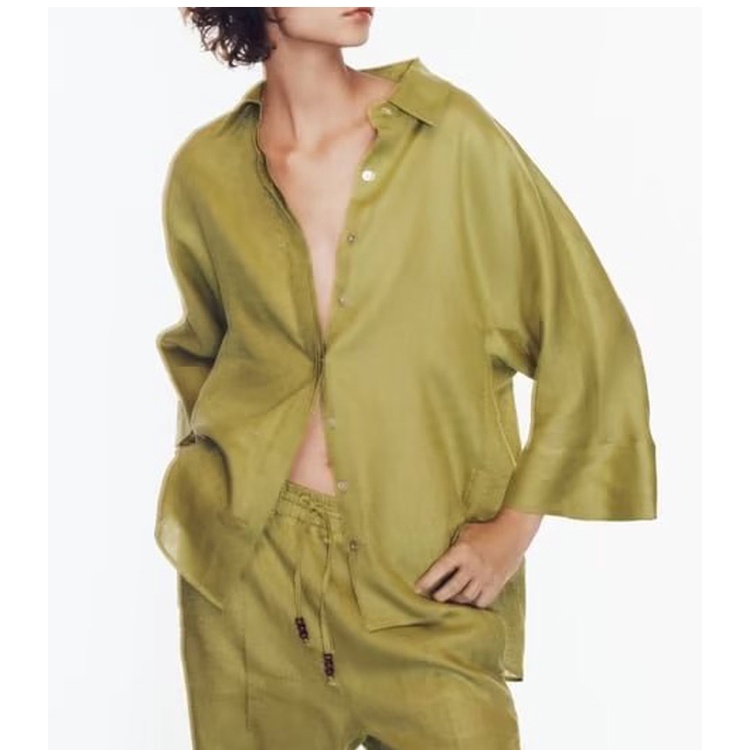 Zara Bộ Đồ Ngủ Áo Tay Rộng + Quần Dài Lưng Cao Thời Trang Mùa Thu Năng Động 8402352 7847352